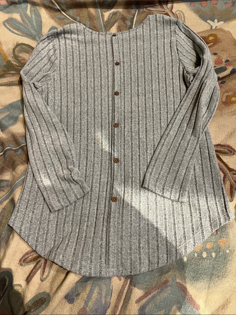 Grey Ribbed Long Sleeve Tee - Picture 2 of 3